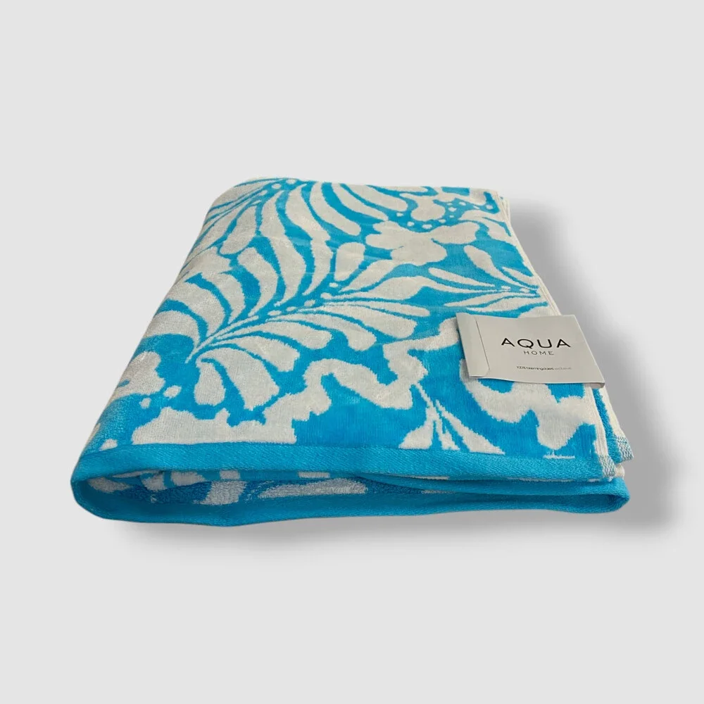 Aqua Home Blue Floral Beach Towel Size- 40 in x 70